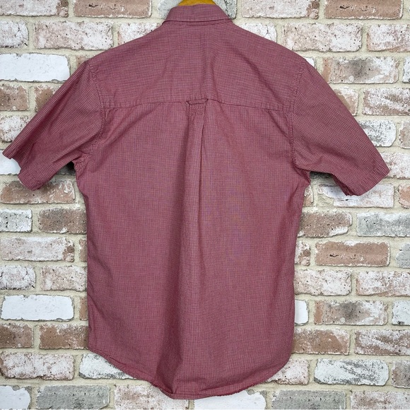 Duck Head Short Sleeve Button Down Shirt Red White Front Pocket Men’s Size Small - Picture 2 of 12